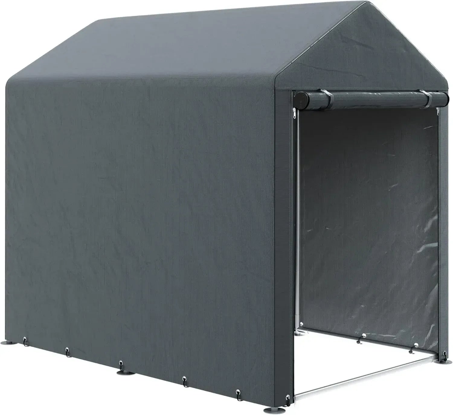 Outsunny Tente de Stockage Imperméable avec Porte à Fermeture Éclair, Abri pour Moto et Vélos, 120x179x165cm, Gris Foncé