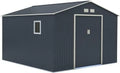 Cabane de Jardin en Acier Galvanisé 13m² Anthracite avec Kit d'Ancrage, Parois Hautes 175cm, Fenêtre Latérale