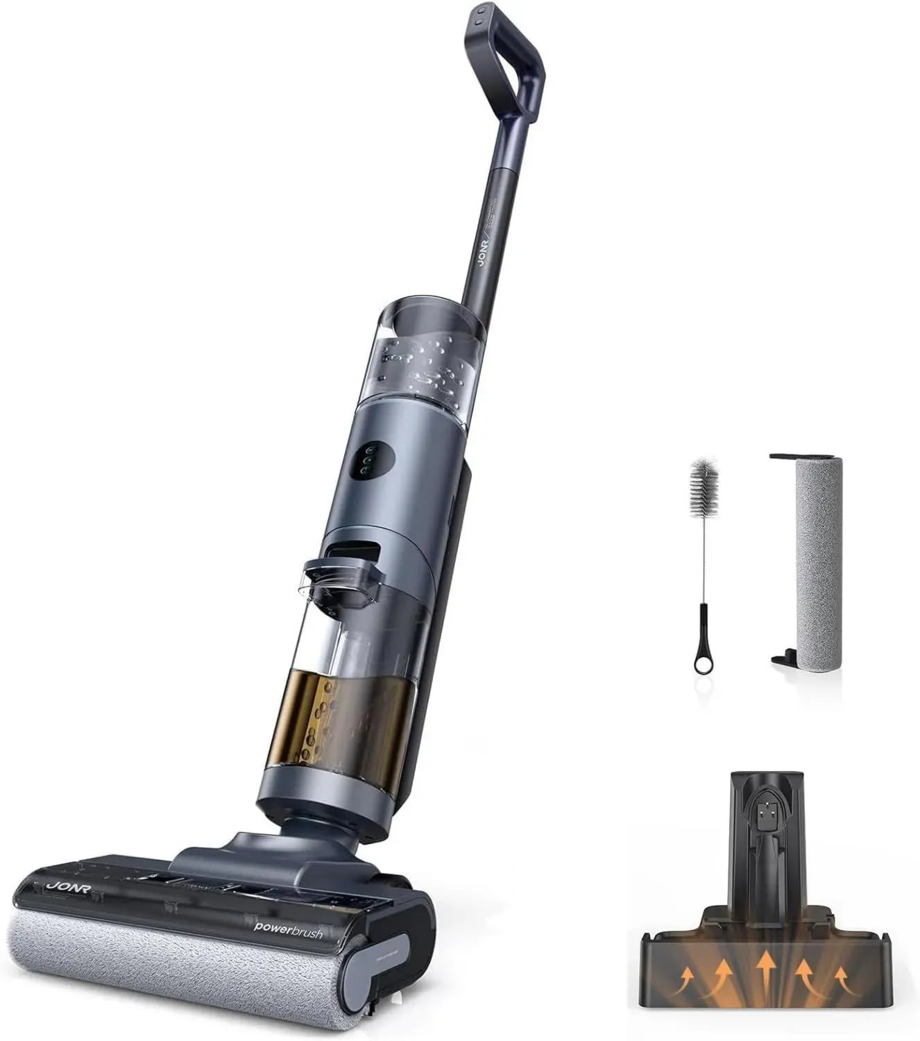 JONR ED12 Pro Aspirateur Laveur Sans Fil 3-en-1, Nettoyage à Eau Chaude, Séchage Rapide pour Sols Durs et Poils d'Animaux