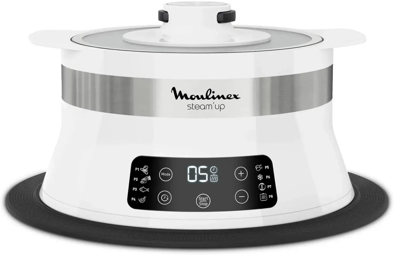 Cuiseur Vapeur Moulinex Steam Up - 8 Programmes, Adaptable, Nettoyage Facile, Blanc